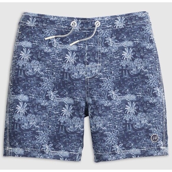 JOHNNIE-O Limon Lake  Blue Swim Trunks Surf  Mens  Mesh Liner Medium 7” Inseam - Picture 1 of 6